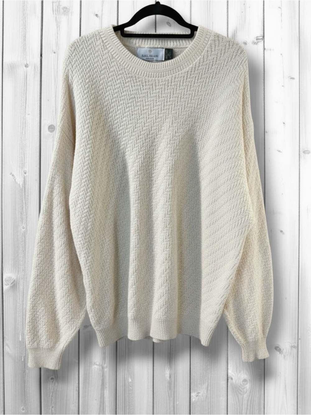 🌷Bill Blass Cream Chevron Crewneck Sweater